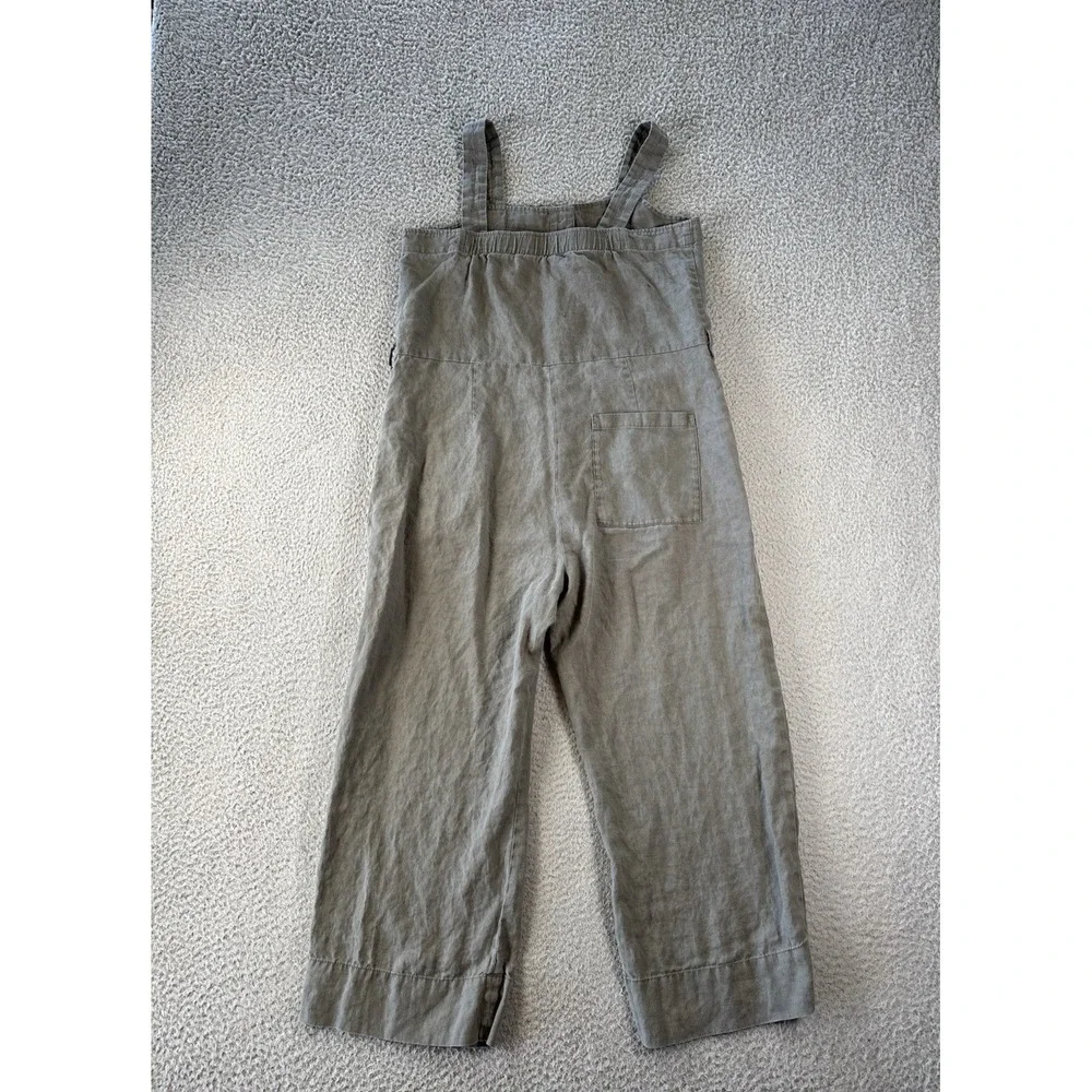 Everlane Linen Picnic Jumpsuit Size 6 Green Sleeveless Wide Leg *Flaws
